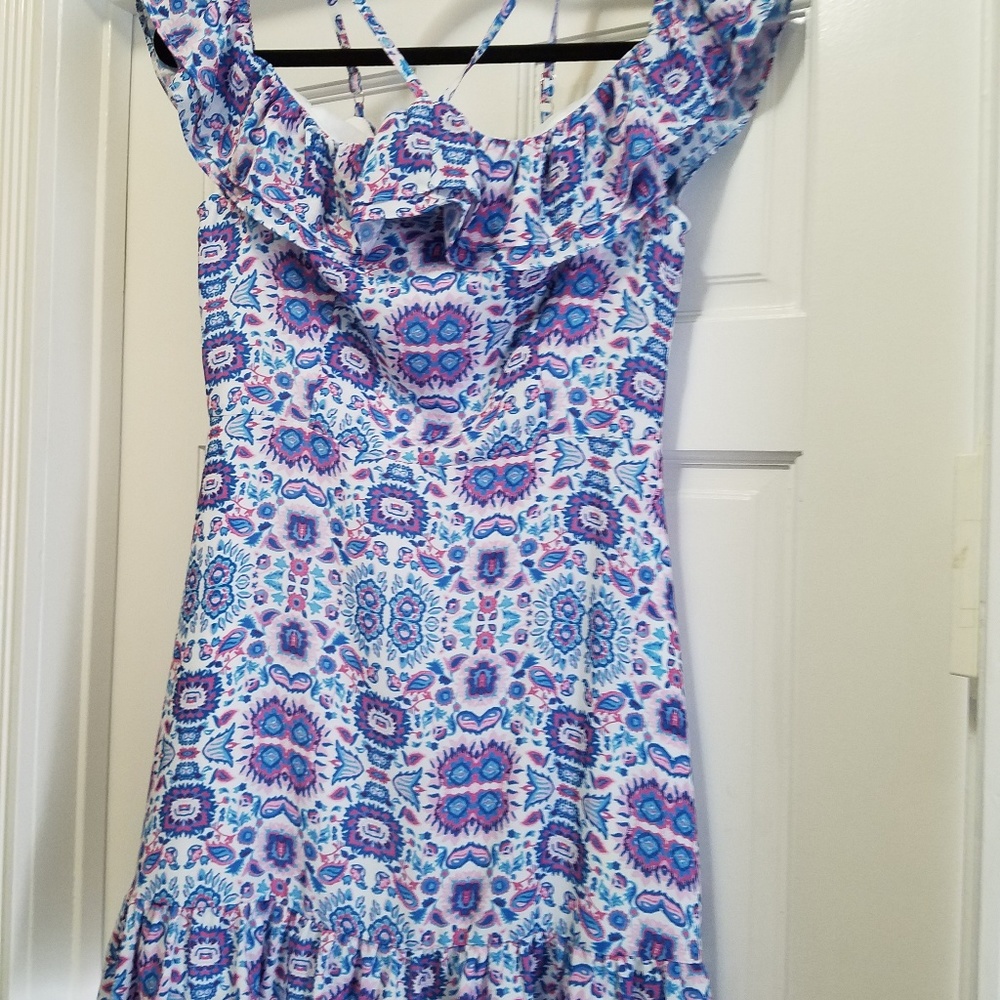 Aqua floral frilly dress